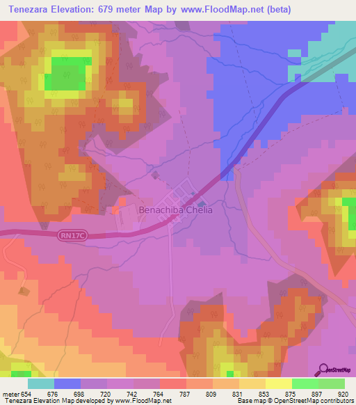 Tenezara,Algeria Elevation Map