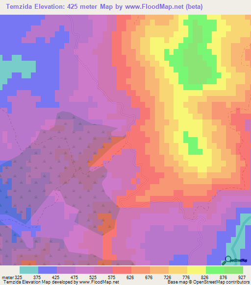 Temzida,Algeria Elevation Map
