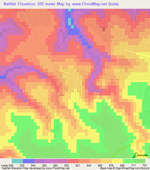 Natifah,Jordan Elevation Map