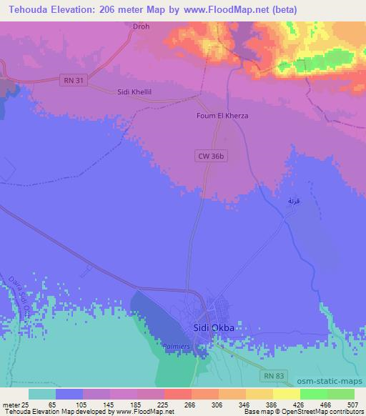Tehouda,Algeria Elevation Map