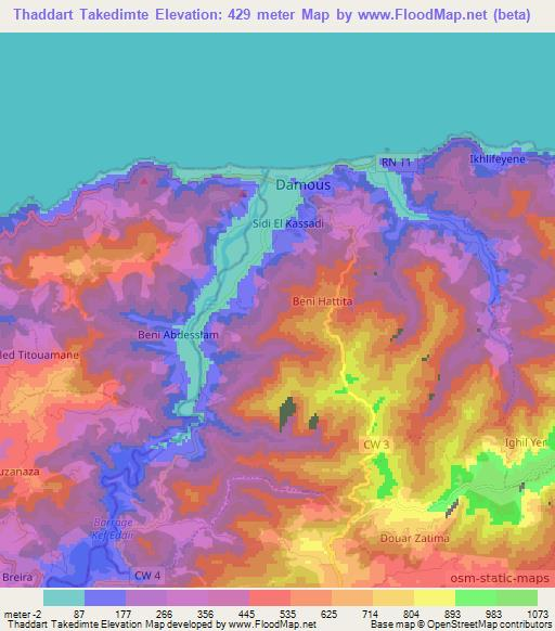 Thaddart Takedimte,Algeria Elevation Map