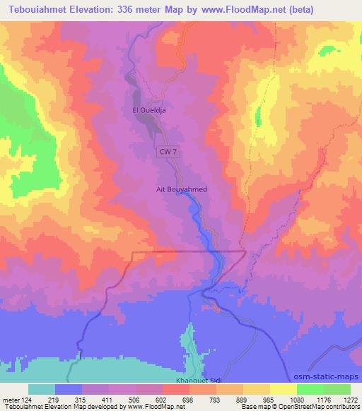 Tebouiahmet,Algeria Elevation Map