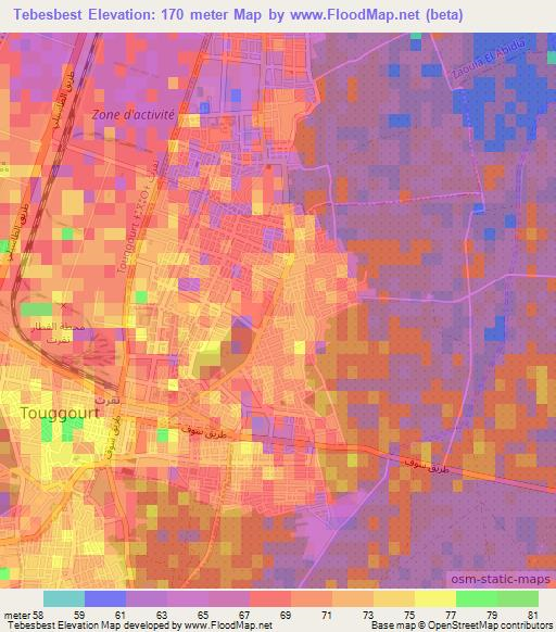 Tebesbest,Algeria Elevation Map