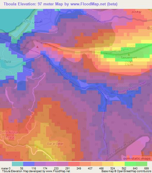 Tboula,Algeria Elevation Map