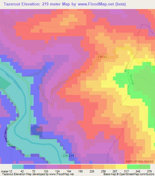 Tazerout,Algeria Elevation Map