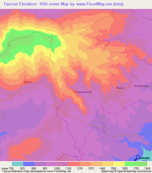Tazrout,Algeria Elevation Map