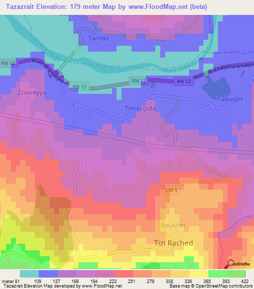Tazazrait,Algeria Elevation Map