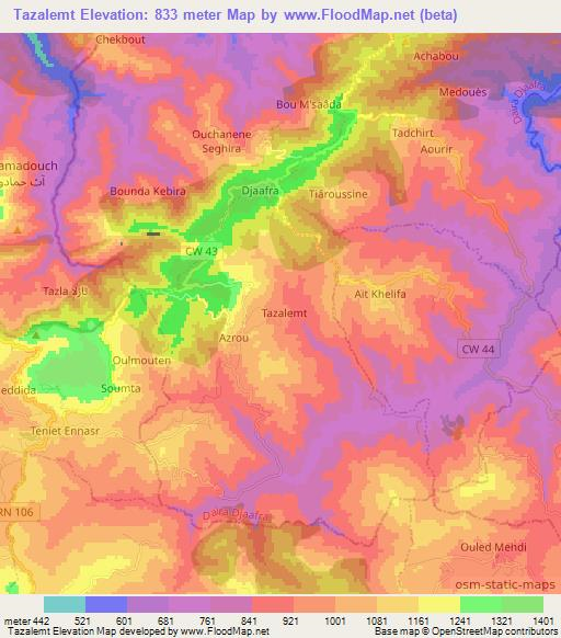 Tazalemt,Algeria Elevation Map