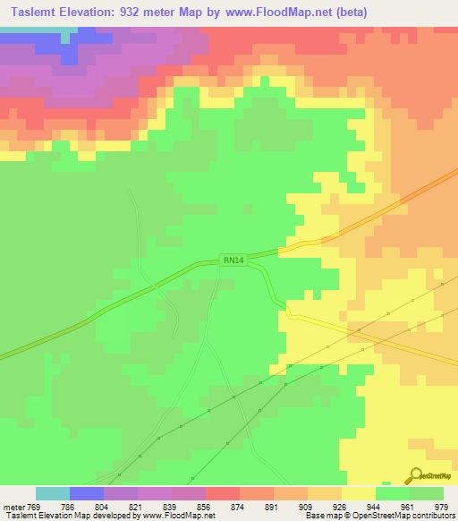 Taslemt,Algeria Elevation Map