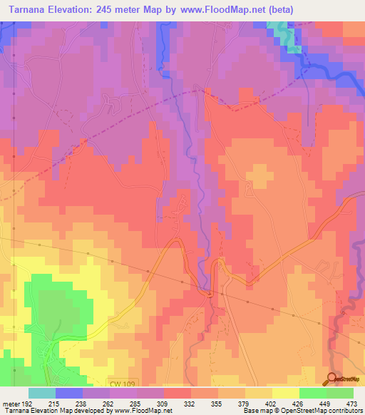 Tarnana,Algeria Elevation Map