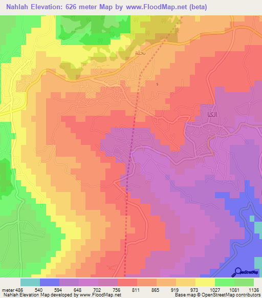 Nahlah,Jordan Elevation Map
