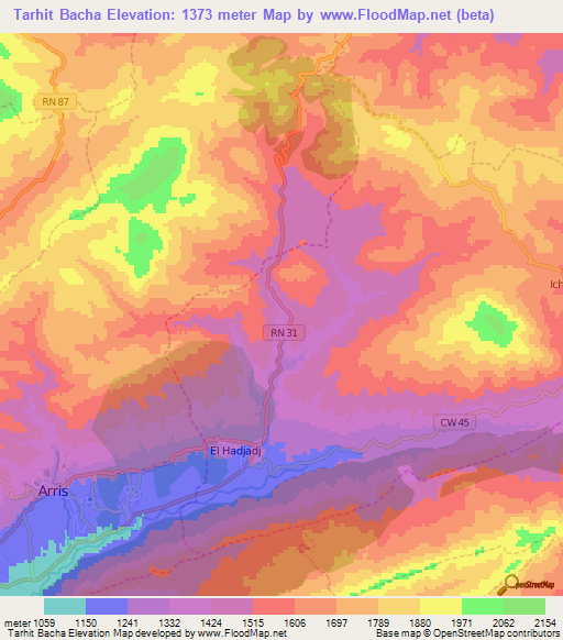 Tarhit Bacha,Algeria Elevation Map