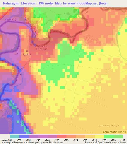 Naharayim,Jordan Elevation Map