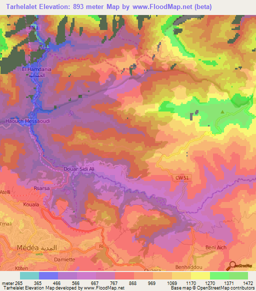 Tarhelalet,Algeria Elevation Map