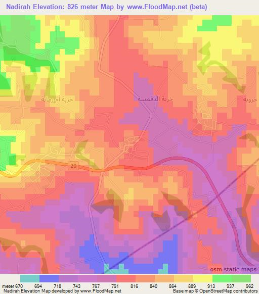 Nadirah,Jordan Elevation Map
