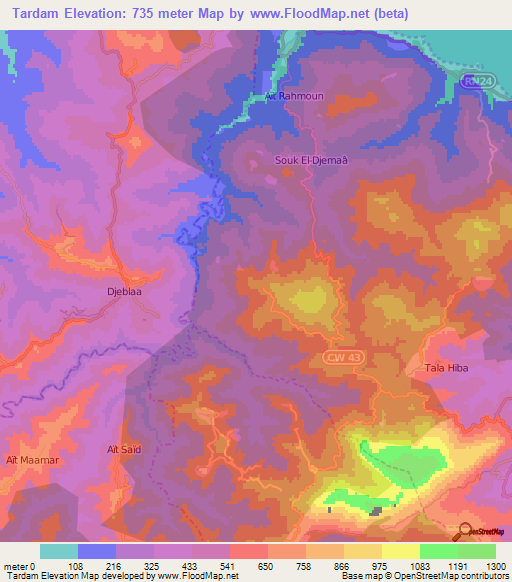 Tardam,Algeria Elevation Map