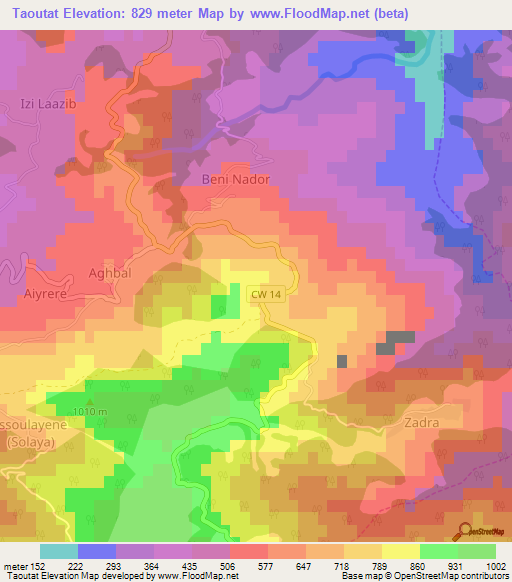 Taoutat,Algeria Elevation Map