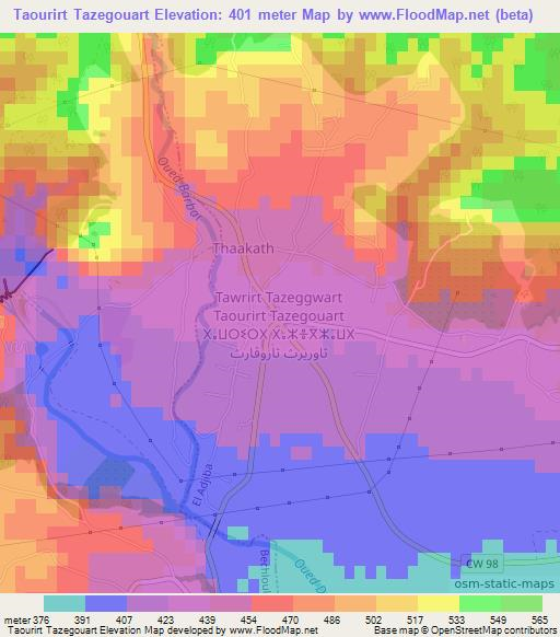 Taourirt Tazegouart,Algeria Elevation Map