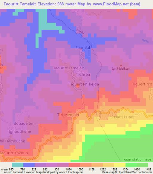 Taourirt Tamelalt,Algeria Elevation Map