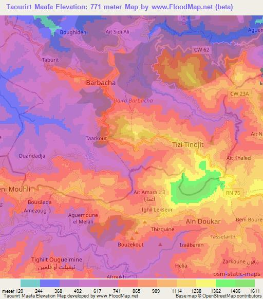 Taourirt Maafa,Algeria Elevation Map