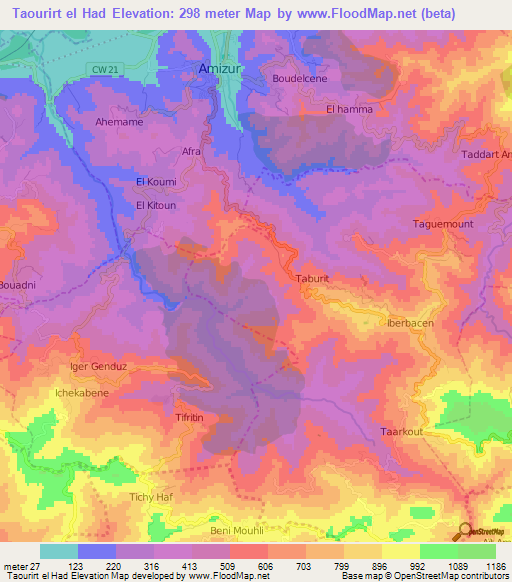 Taourirt el Had,Algeria Elevation Map