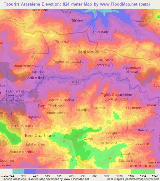 Taourirt Arassiene,Algeria Elevation Map