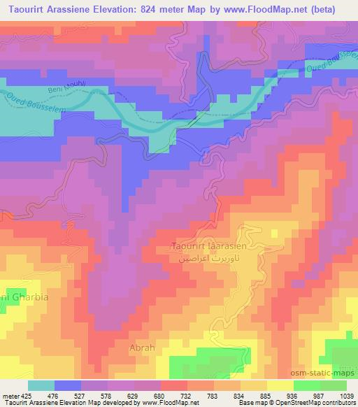 Taourirt Arassiene,Algeria Elevation Map