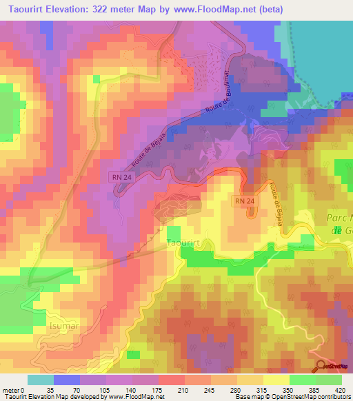 Taourirt,Algeria Elevation Map