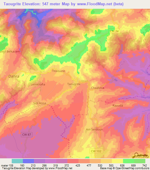 Taougrite,Algeria Elevation Map