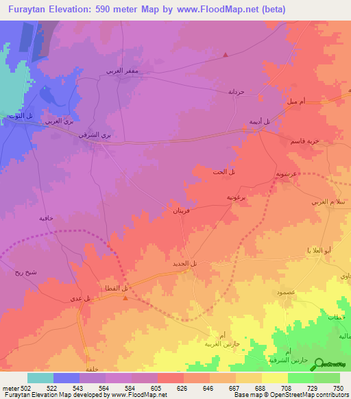 Furaytan,Syria Elevation Map