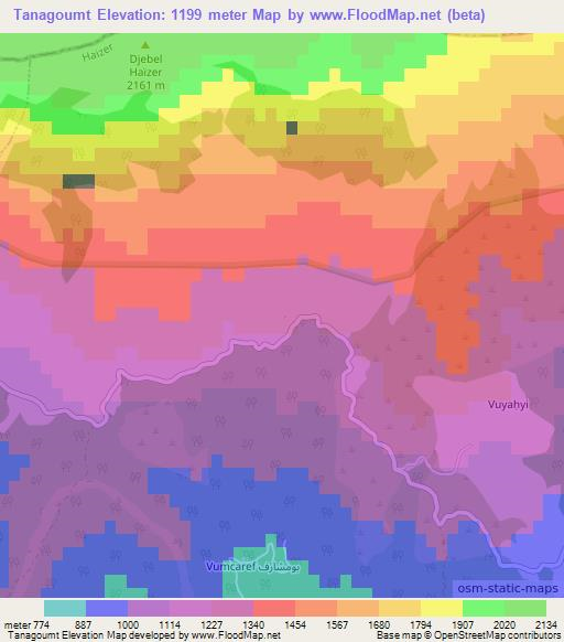 Tanagoumt,Algeria Elevation Map