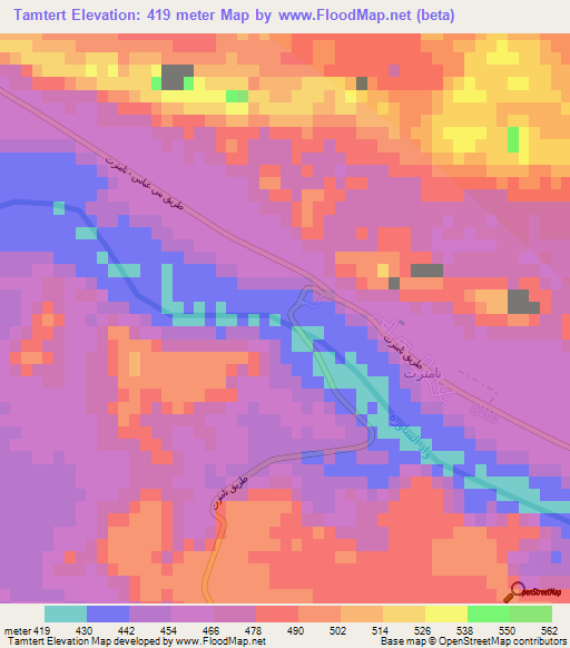 Tamtert,Algeria Elevation Map