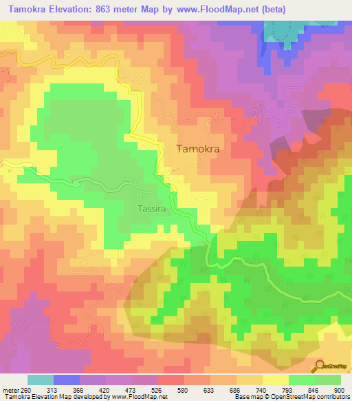 Tamokra,Algeria Elevation Map