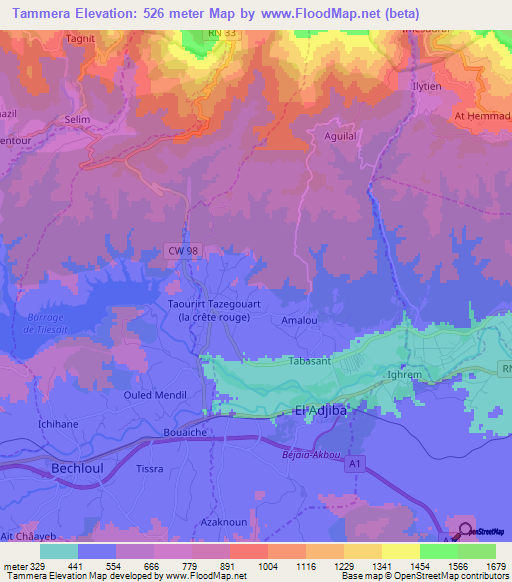 Tammera,Algeria Elevation Map