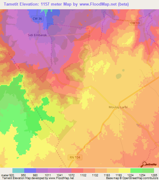 Tametit,Algeria Elevation Map