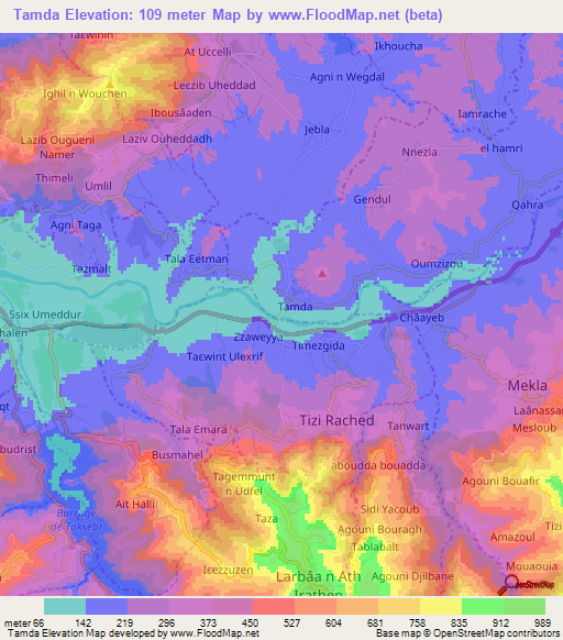 Tamda,Algeria Elevation Map