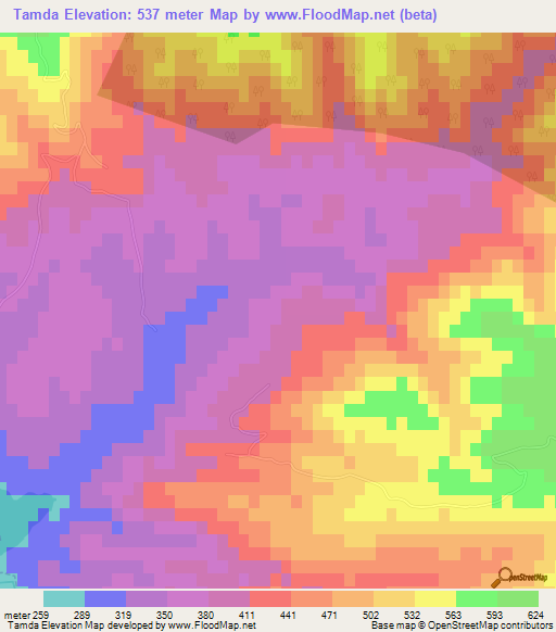 Tamda,Algeria Elevation Map