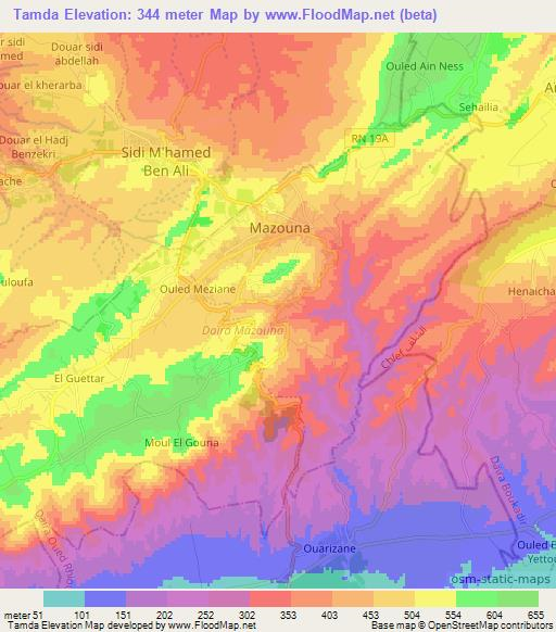 Tamda,Algeria Elevation Map