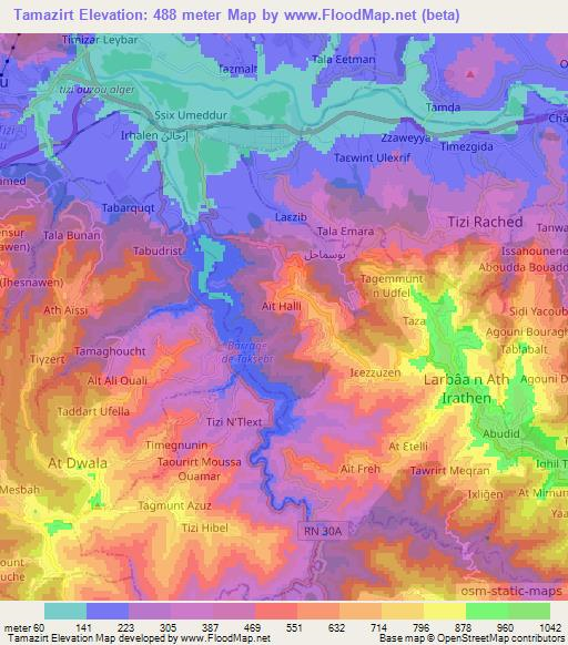 Tamazirt,Algeria Elevation Map
