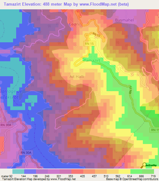 Tamazirt,Algeria Elevation Map