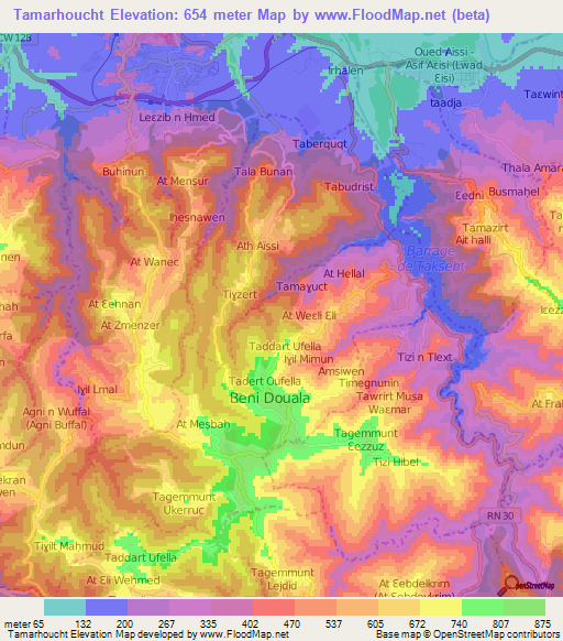 Tamarhoucht,Algeria Elevation Map