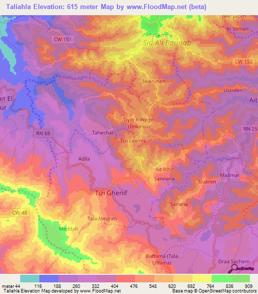 Taliahla,Algeria Elevation Map