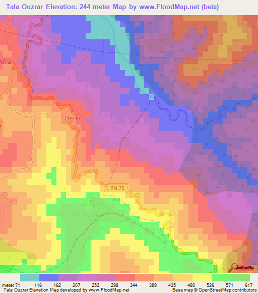 Tala Ouzrar,Algeria Elevation Map