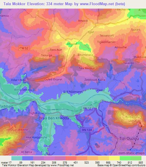 Tala Mokkor,Algeria Elevation Map