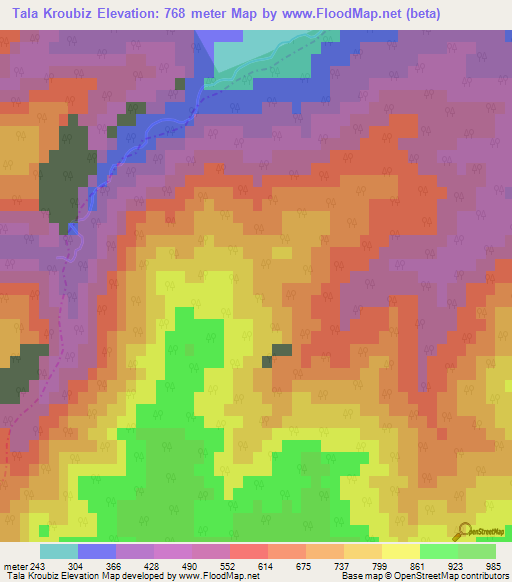 Tala Kroubiz,Algeria Elevation Map