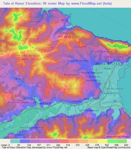Tala el Kseur,Algeria Elevation Map