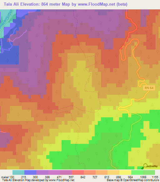 Tala Ali,Algeria Elevation Map