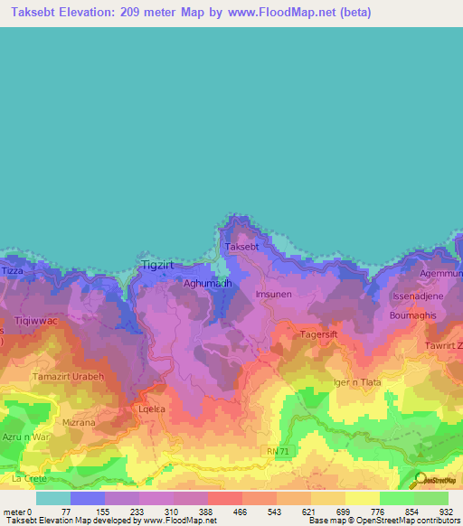Taksebt,Algeria Elevation Map