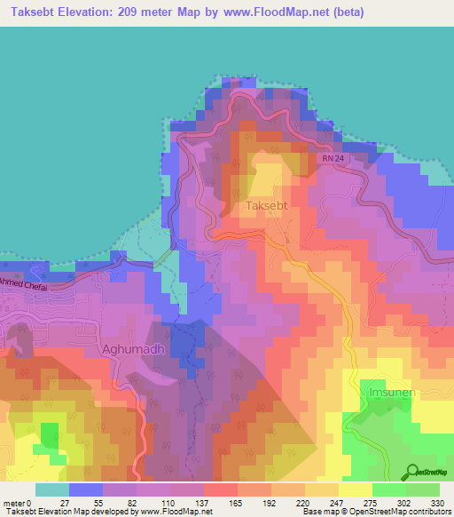 Taksebt,Algeria Elevation Map