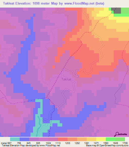 Takleat,Algeria Elevation Map